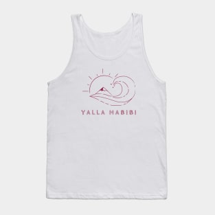 yalla habibi - maroon - wave, sun, surf, mountain Tank Top